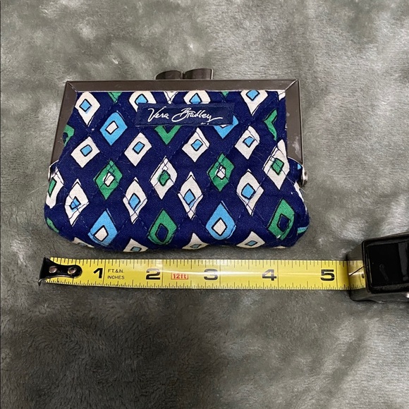 Vera Bradley Navy and Green Diamond Coin Purse - Picture 5 of 6